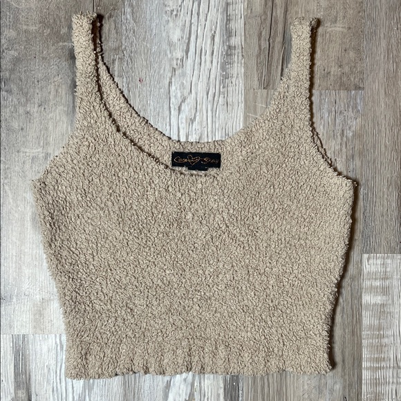 Cozy Neutral Beige Crop Tank Top Size M - Picture 1 of 2
